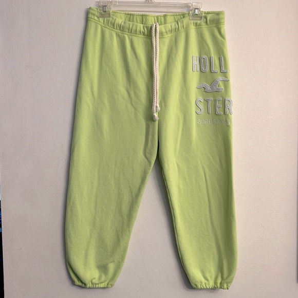 Hollister Neon Highlighter Green Sweatpants Loungewear Joggers Women’s Medium - Picture 1 of 9